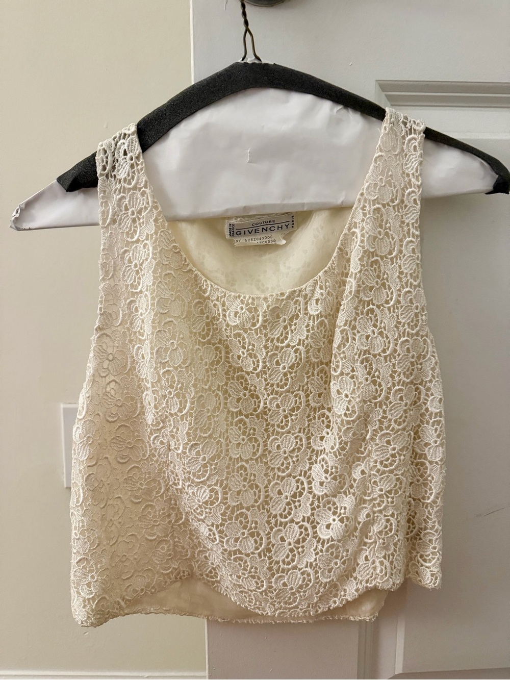 Vintage Givenchy Ivory Floral Lace Camisole